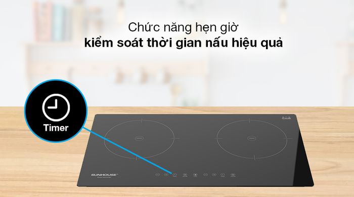 Bếp từ đôi Sunhouse SHB9111MT - Bếp từ có chức năng hẹn giờ thuận tiện khi nấu nướng