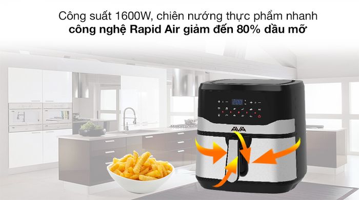 Công suất - Nồi chiên không dầu Ava KDF-593D 7.5 lít