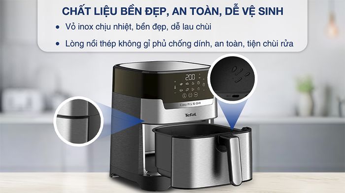 Nồi chiên không dầu Tefal EY505D15 - Thiết kế, chất liệu