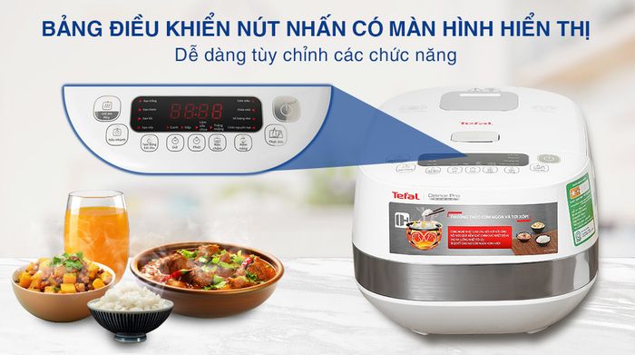 Nồi cơm cao tần Tefal 1.5 lít RK808168 - Bảng điều khiển