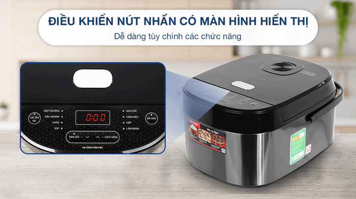 Nồi cơm điện tử Sharp 1.8 lít KS-COM194EV-BK - Nút nhấn