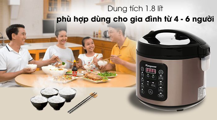 Dung tích của Nồi cơm điện tử Kangaroo 1.8 lít KG18DR6