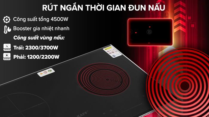 Bếp từ hồng ngoại lắp âm KAFF KF-FL108 - Công suất vùng nấu