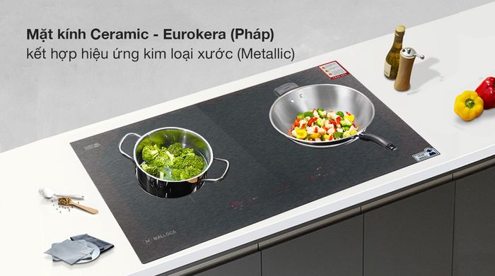 Mặt kính - Bếp điện từ đôi lắp âm Malloca MH-02IS