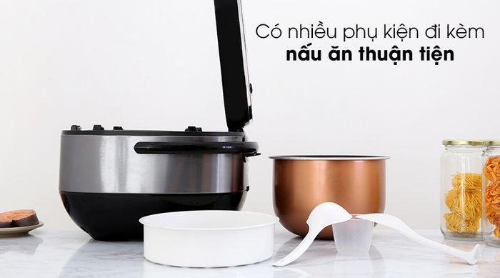 Nồi cơm cao tần Sharp 1.8 lít KS-IH191V-BK - Trang bị xửng hấp, cốc đong, muỗng canh, muỗng cơm