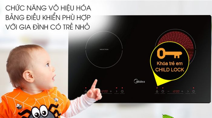 Khóa an toàn - Bếp từ hồng ngoại Midea MC-IHD361