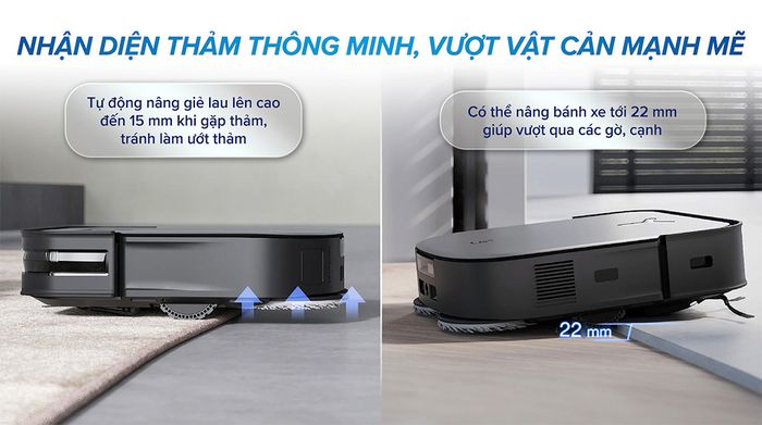 Tự động nâng giẻ lau - Robot hút bụi lau nhà Ecovacs X2 Combo