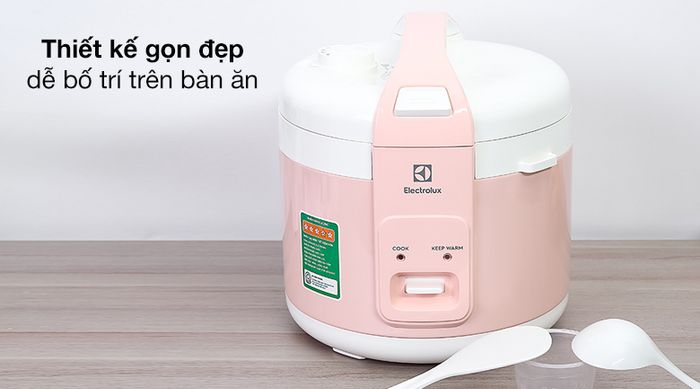 Nồi cơm nắp gài 1.8 lít Electrolux E4RC1-320P - Thiết kế nồi cơm nắp gài với màu hồng - trắng trang nhã