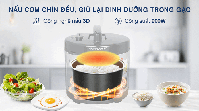 Nồi cơm điện nắp gài Sunhouse 3 lít SHD8305 - Công nghệ