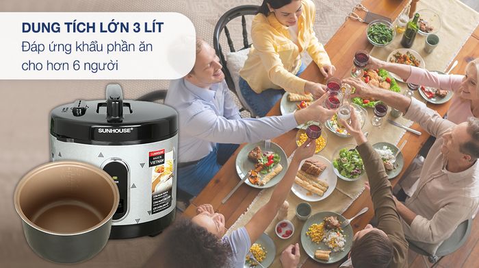 Nồi cơm điện nắp gài Sunhouse 3 lít SHD8305 - Dung tích