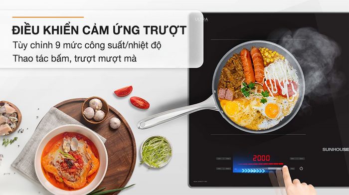 Bảng điều khiển cảm ứng trượt - Bếp từ hồng ngoại lắp âm Sunhouse SHB82071-VMD