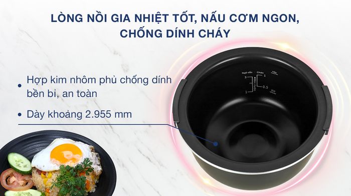 Nồi cơm cao tần Sharp 1.2 lít KS-IH122V-WH - Lòng nồi