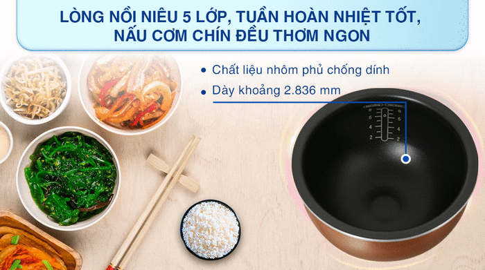 Nồi cơm cao tần Tefal 1.5 lít RK808168 - Lòng nồi
