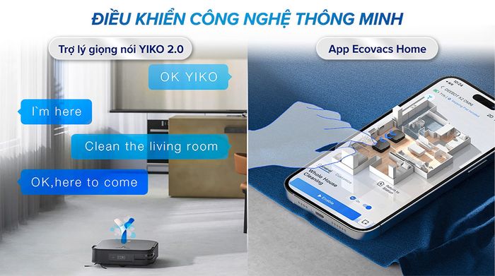 Điều khiển thông minh - Robot hút bụi lau nhà Ecovacs X2 Combo