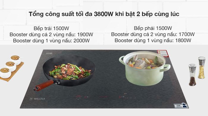 Công suất - Bếp điện từ đôi Malloca MH-02IS KG