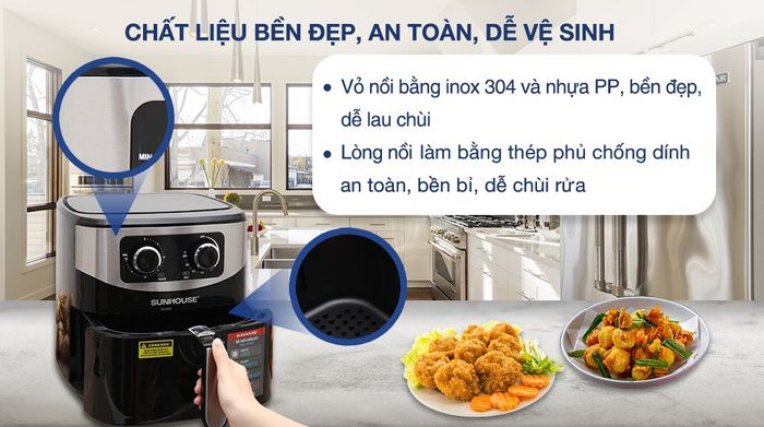 Nồi chiên không dầu Sunhouse SHD4062 6 lít - Chất liệu