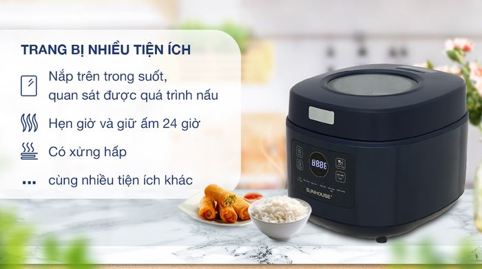 Nồi cơm điện tử Sunhouse 1 lít SHD8802 - Tiện ích