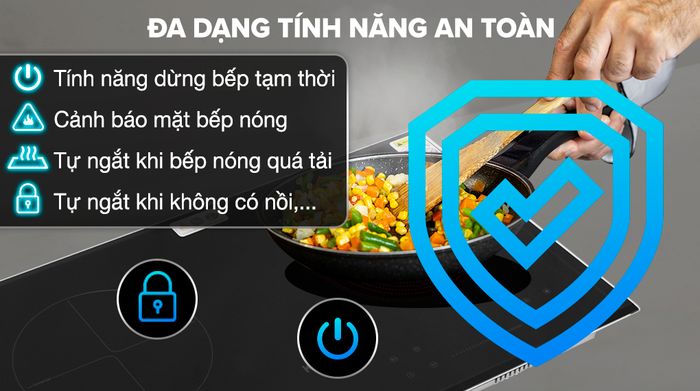 Bếp từ hồng ngoại lắp âm KAFF KF-FL108 - Tính năng an toàn