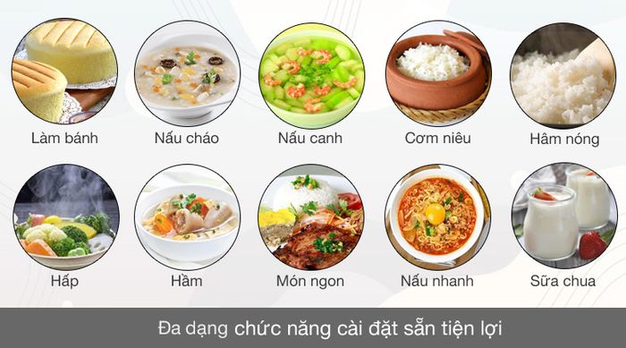 Nồi cơm điện tử Hommy 1.8 lít JS-E50C - Chương trình nấu