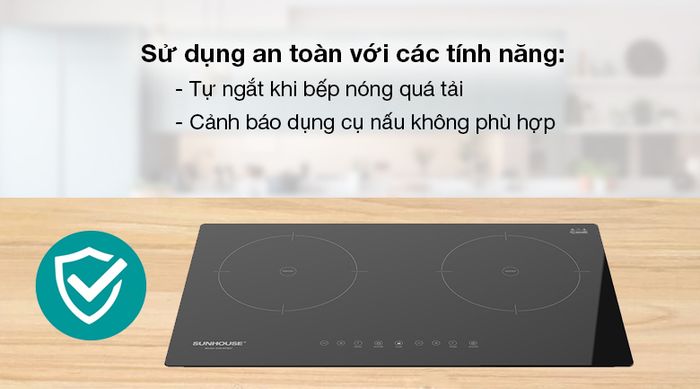 Bếp từ đôi Sunhouse SHB9111MT - Bếp từ Sunhouse trang bị nhiều tính năng an toàn và thuận tiện trong quá trình sử dụng