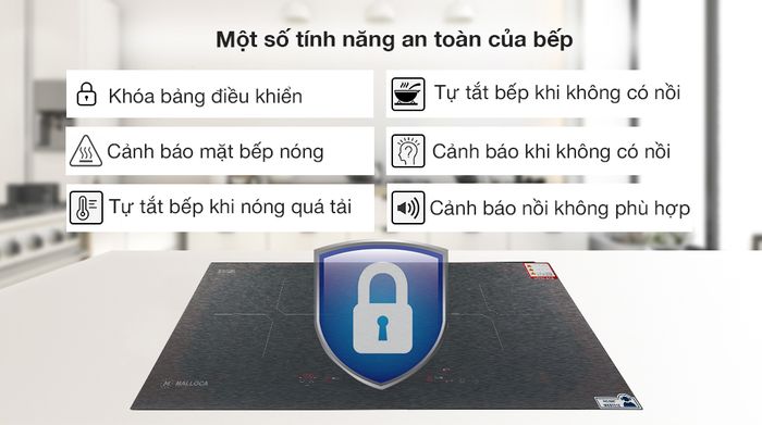 Tính năng an toàn - Bếp điện từ đôi lắp âm Malloca MH-02IS