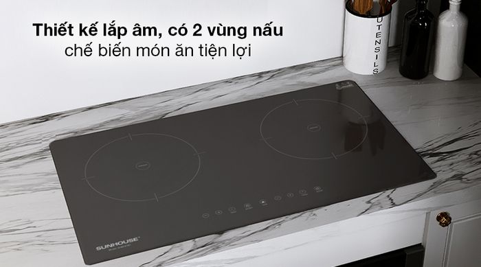 Bếp từ đôi Sunhouse SHB9111MT - Thiết kế lắp âm