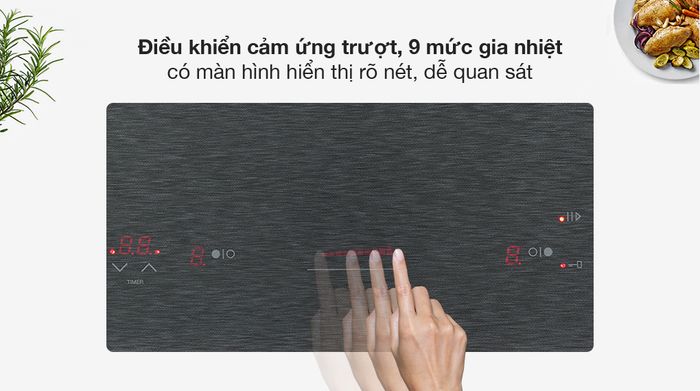 Bảng điều khiển cảm ứng trượt - Bếp điện từ đôi lắp âm Malloca MH-02IS