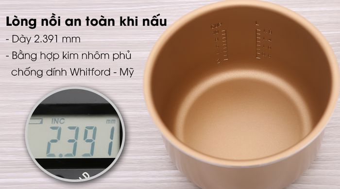 Nồi cơm điện tử Sunhouse mama 1.8 lít SHD8903 - Lòng nồi hợp kim nhôm 2 lớp dày tới 2.391 mm