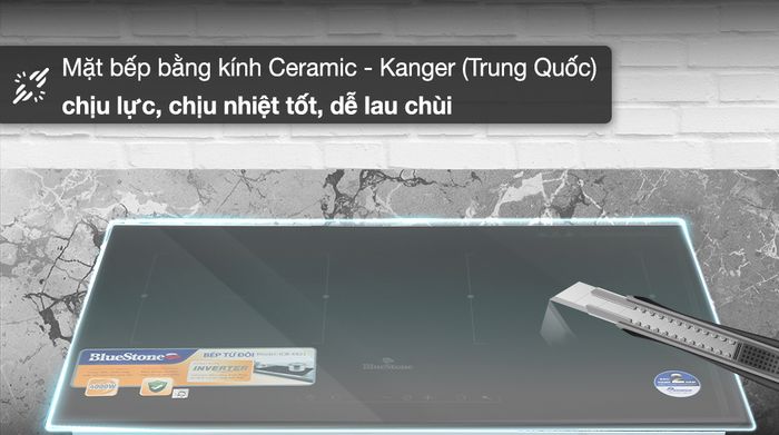 Bếp từ đôi lắp âm BlueStone ICB-6821 - Chất liệu mặt kính