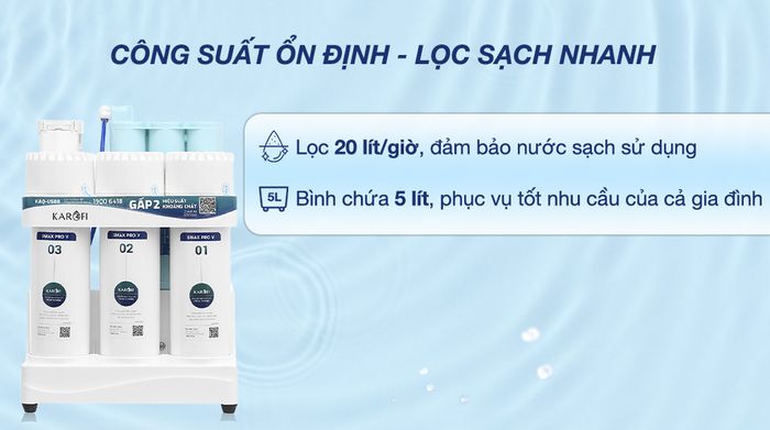 Máy lọc nước RO Karofi KAQ-US08 10 lõi - Công suất