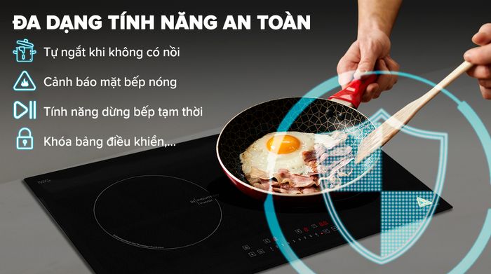Bếp từ đôi Pramie PRDE-2223 - Tính năng an toàn