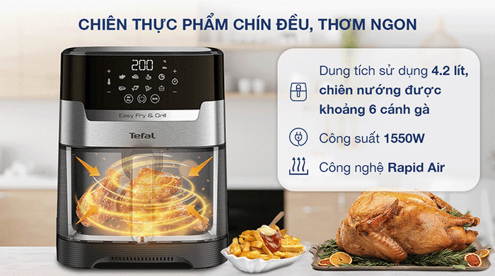 Nồi chiên không dầu Tefal EY505D15 - Công nghệ, công suất