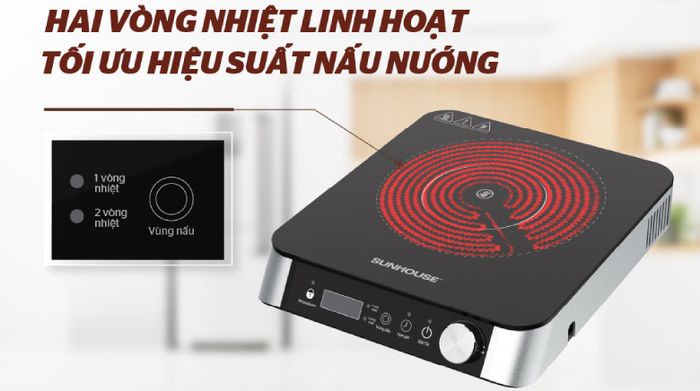 Bếp hồng ngoại Sunhouse SHD6024 - 2 vòng nhiệt