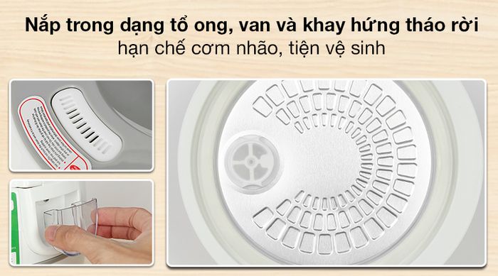 Van, khay hứng và nắp trong - Nồi cơm điện nắp gài Ava 1 lít JRC-100P