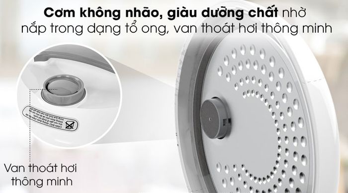 Nồi cơm nắp gài Sunhouse 1.8 lít SHD8603 - Nắp trong dạng tổ ong ngăn hơi nước rơi ngược vào cơm, giữ cơm nóng ngon, hạn chế thiu nhão