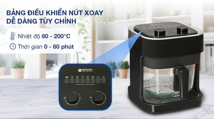 Nồi chiên không dầu Mishio MK373 7 lít - Bảng điều khiển