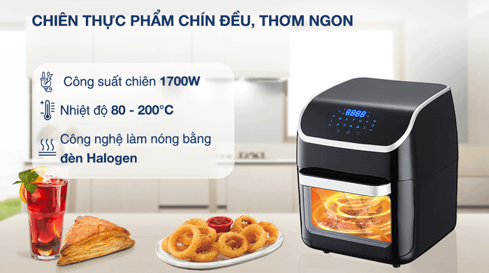 Lò chiên không dầu Ferroli FAF-12D 12 lít - Công nghệ, nhiệt độ, thời gian