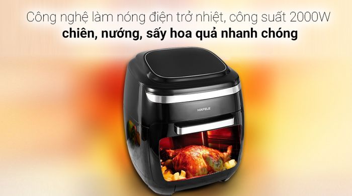 Nồi chiên không dầu Hafele AF-602A 11 lít - Công nghệ làm nóng điện trở nhiệt, công suất 2000W