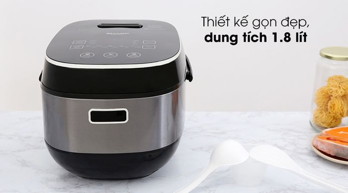 Nồi cơm cao tần Sharp 1.8 lít KS-IH191V-BK - Nồi cơm điện Sharp thiết kế gọn đẹp