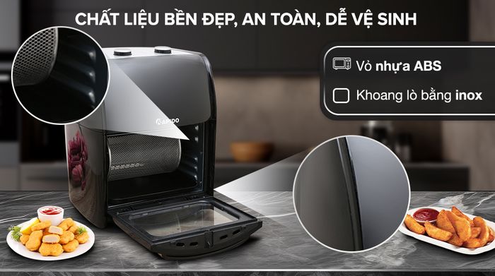 Lò chiên không dầu Rapido RAF-12M1 12 lít - Chất liệu