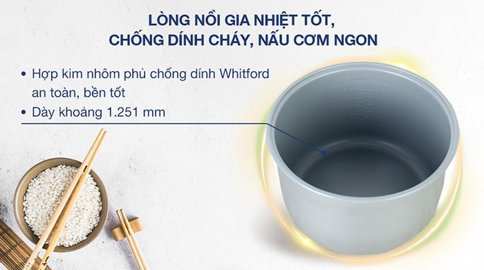 Nồi cơm điện Sunhouse 1.8 lít SHD 8616 - Lòng nồi