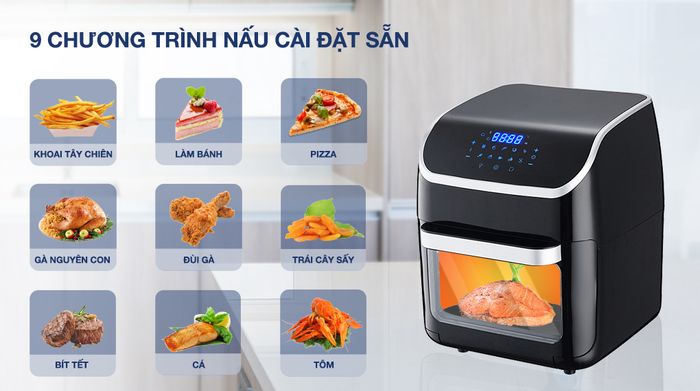 Lò chiên không dầu Ferroli FAF-12D 12 lít - Bảng điều khiển