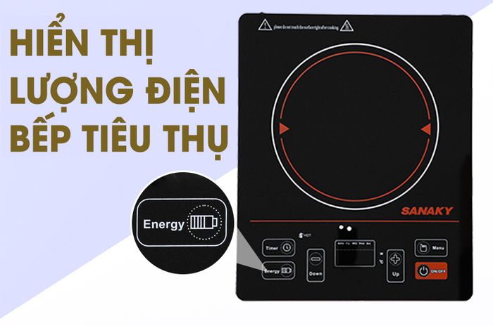 Bếp hồng ngoại Sanaky SNK-2101HG - Hiển thị điện tiêu thụ
