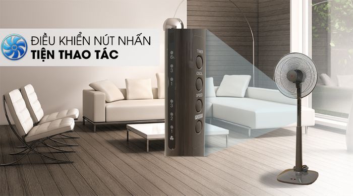 Quạt đứng KDK M40K Xám GY - Điều chỉnh nút nhấn với 3 cấp độ chỉnh