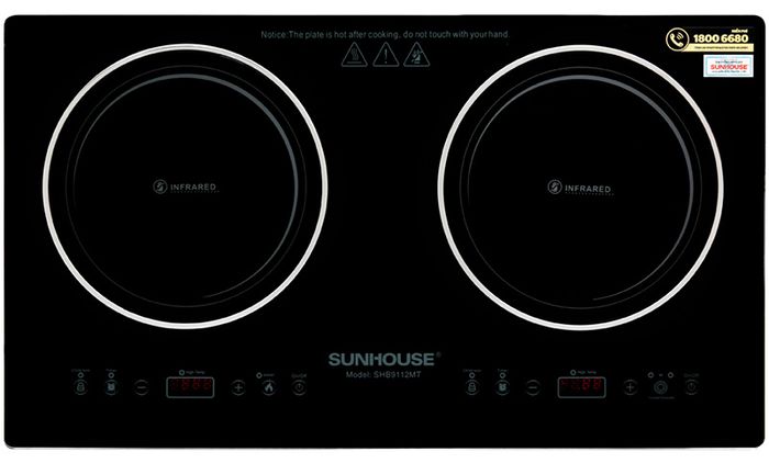 2 lò nấu với công suất cao - Bếp hồng ngoại đôi Sunhouse SHB9112MT