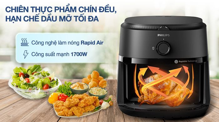 Nồi chiên không dầu Philips NA130/00 6.2 lít - Công nghệ, công suất