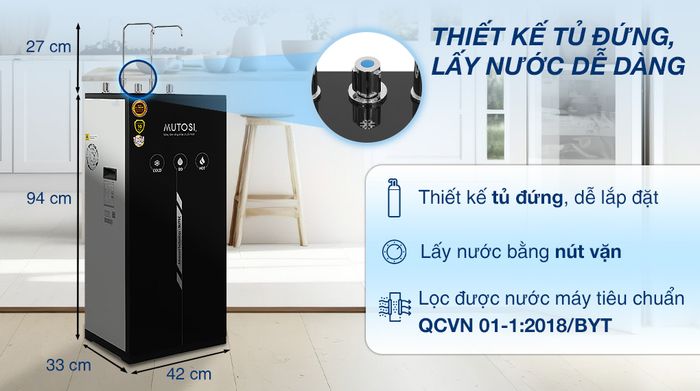 Máy lọc nước RO nóng nguội lạnh Mutosi MP-M1011 10 lõi - Thiết kế