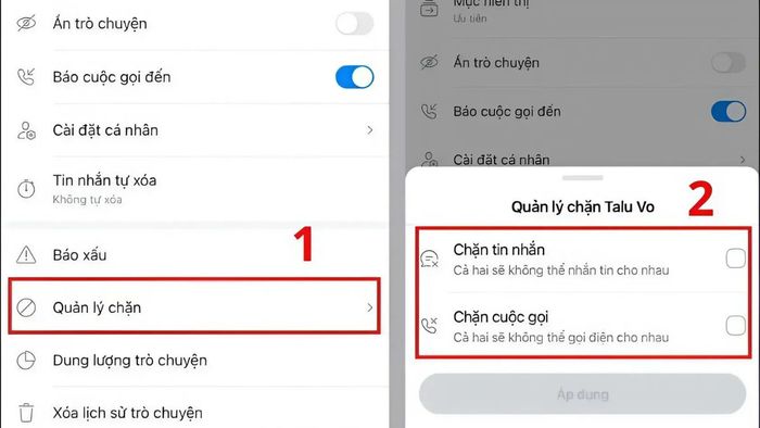 Cách chặn Zalo mà người khác không biết là Chặn cuộc gọi video - bước 2