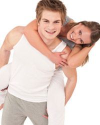 A young couple working out together