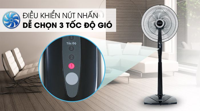 3 tốc độ - Quạt đứng Sharp PJ-S40RV-DG